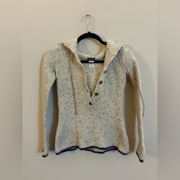 Patagonia Ranchito Wool Blend Buttoned Hoodie Long Sleeved Hooded Sweater Top - Picture 4 of 16